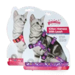 Pettorina per gatti con guinzaglio S, assortita rosa o viola – Pawise Kitten Harness With Leash