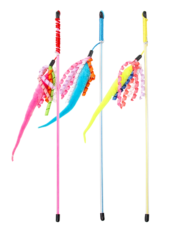 Canna da gioco per gatti con serpente morbido, asta da 45,5 cm – Pawise Cat Teaser Snake - immagine 1