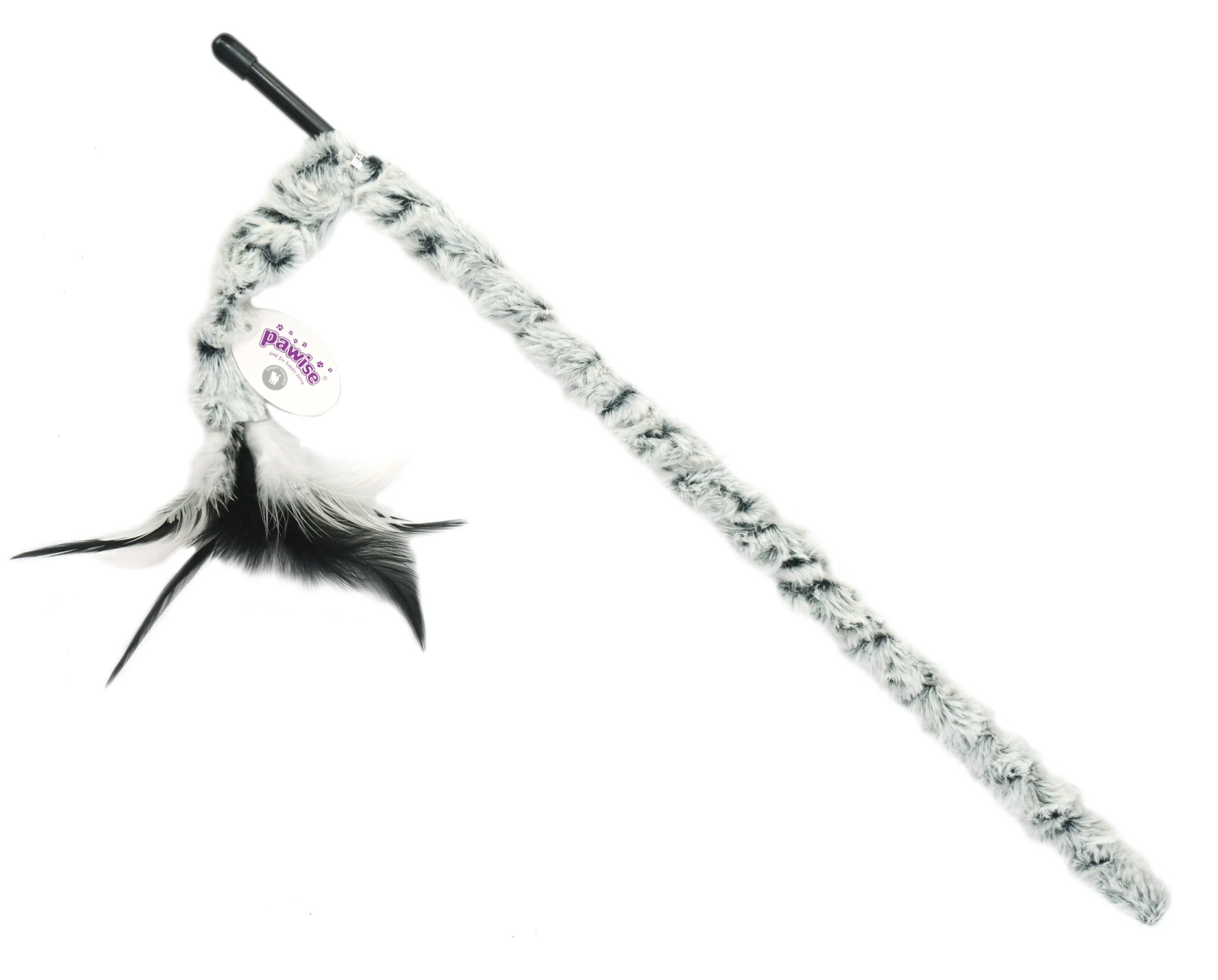 PAWI280941.jpg Bacchetta gioco per gatti con coda in peluche e piume, asta 46 cm – Pawise Cat Teaser Plush Tail - immagine 1