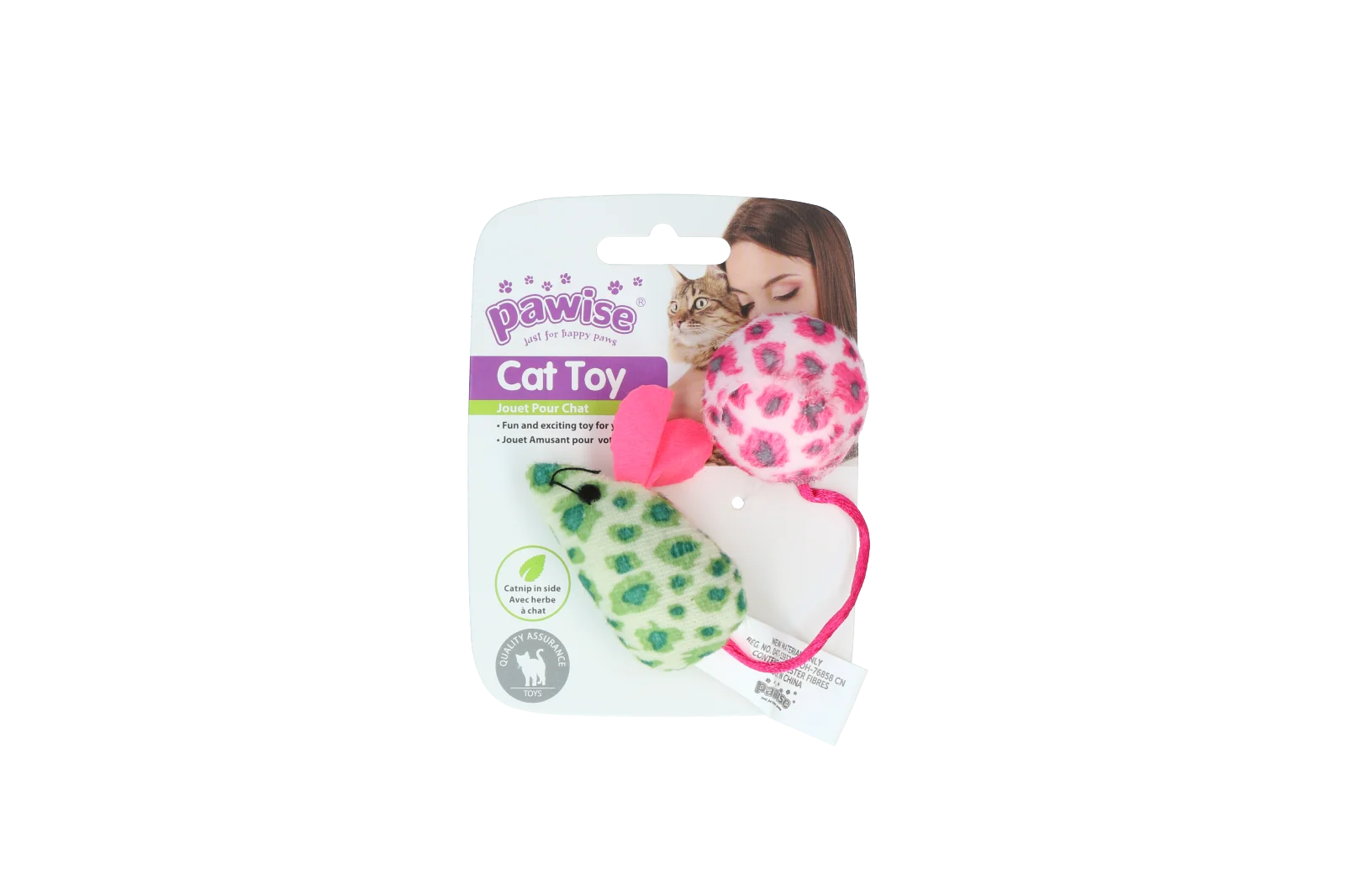 Set di giochi per gatti con topolino e pallina, erba gatta, 2 pezzi – Pawise Cat Toy - Mice & Ball - immagine 4