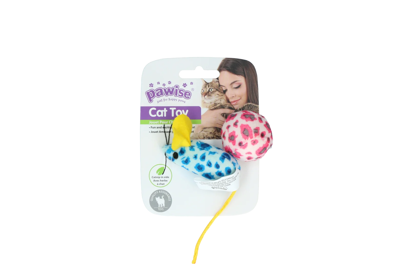 Set di giochi per gatti con topolino e pallina, erba gatta, 2 pezzi – Pawise Cat Toy - Mice & Ball - immagine 2