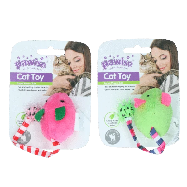 Topolino di peluche con erba gatta e fruscio, 16 cm – Pawise Plush Mice Toy