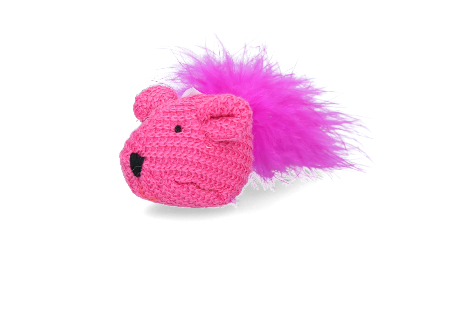 Topolino di lana con erba gatta e piume, 14 cm – Pawise Cat Toy Wool Mouse - immagine 5