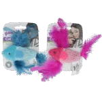 Pesce gioco per gatti con erba gatta e piumette – Pawise 100% Catnip Toy Vis