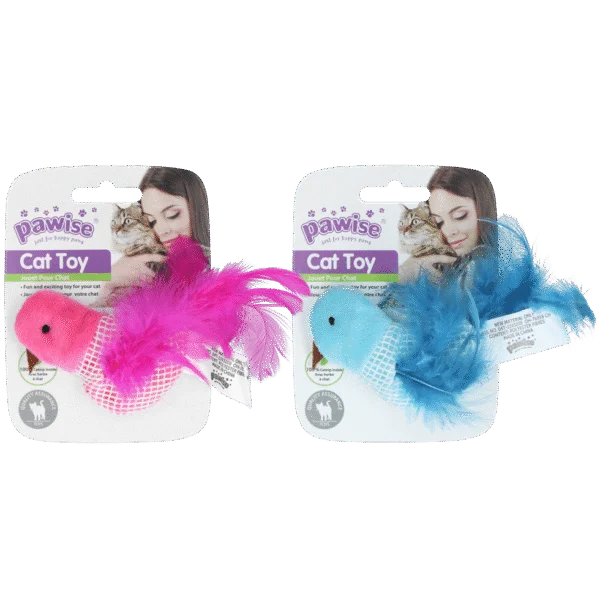 Gioco a forma di uccellino per gatti con catnip e piume – Pawise 100% Catnip Toy Vogel