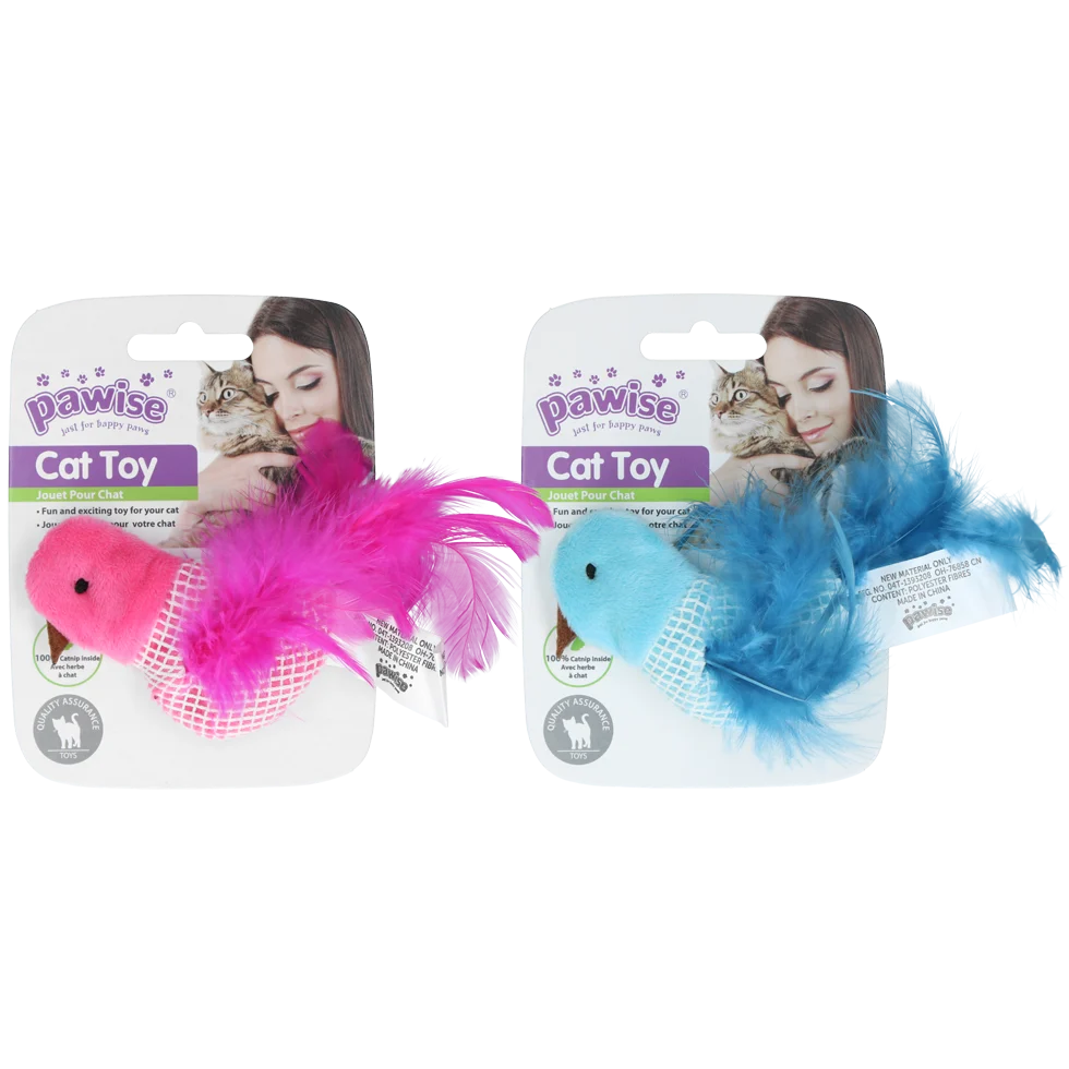 Gioco a forma di uccellino per gatti con catnip e piume – Pawise 100% Catnip Toy Vogel - immagine 1