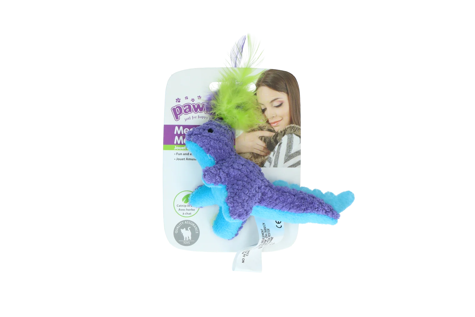 Peluche per gatti con erba gatta e piume, 12 x 12 cm – Pawise meow meow life Dinosaurus - immagine 2