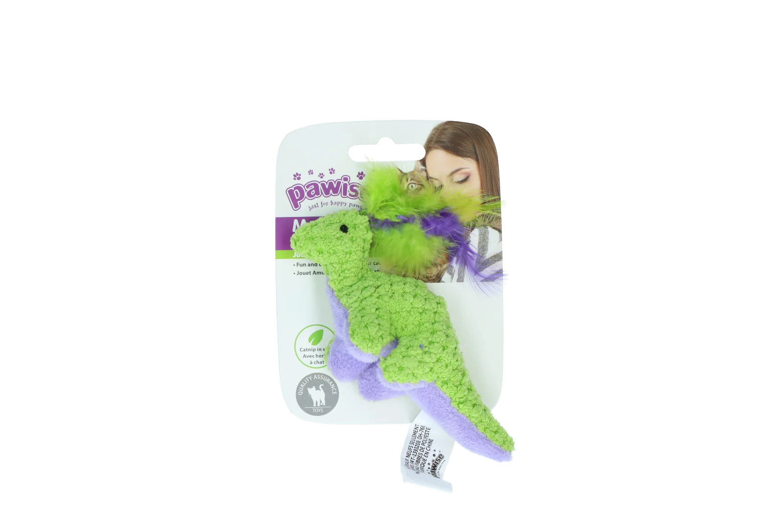 Peluche per gatti con erba gatta e piume, 12 x 12 cm – Pawise meow meow life Dinosaurus - immagine 3