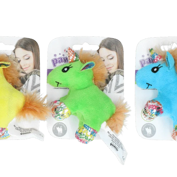 Peluche per gatti con erba gatta e piumette, 12 x 8 cm – Pawise meow meow life Unicorn