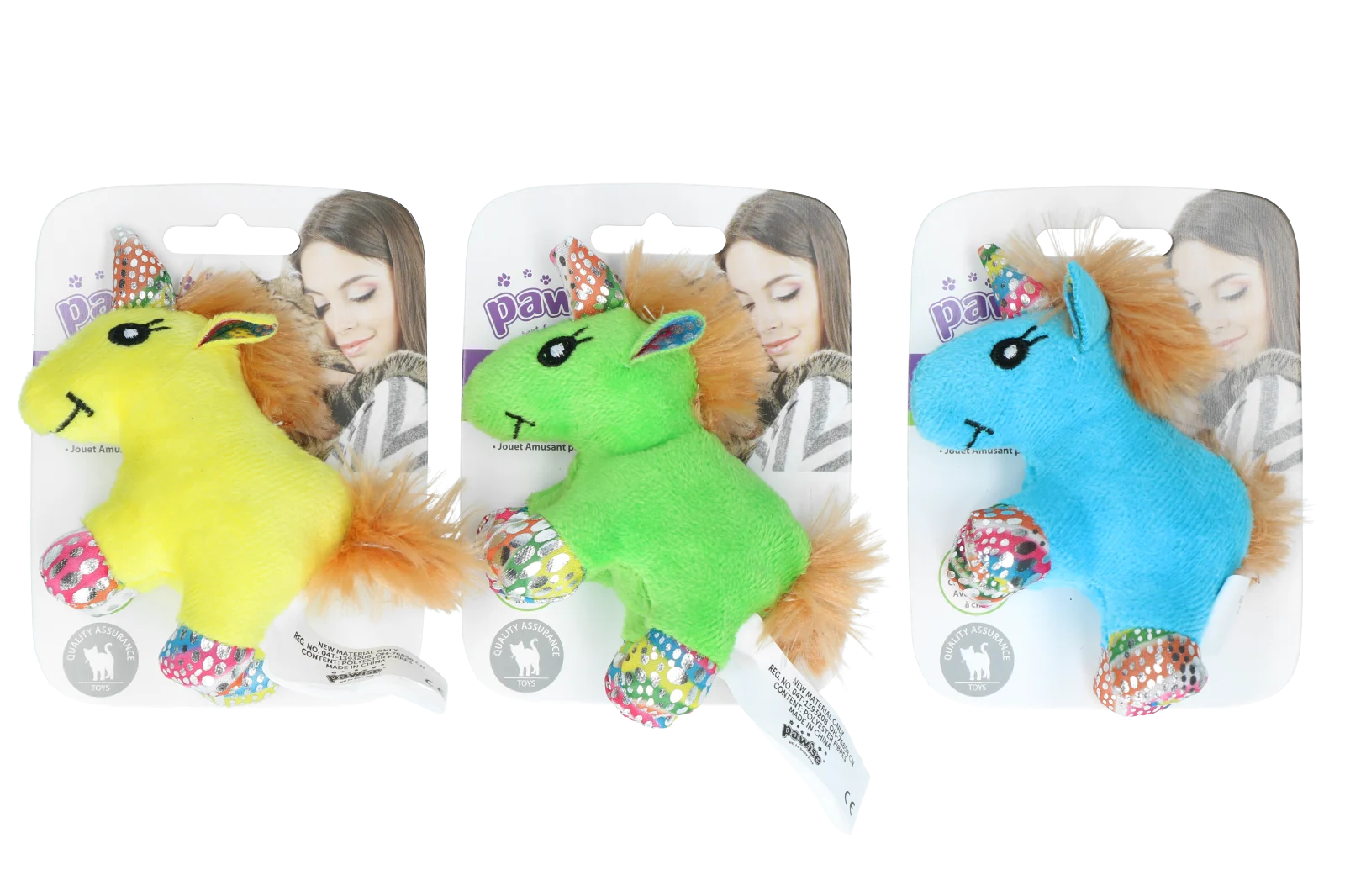 Peluche per gatti con erba gatta e piumette, 12 x 8 cm – Pawise meow meow life Unicorn - immagine 1