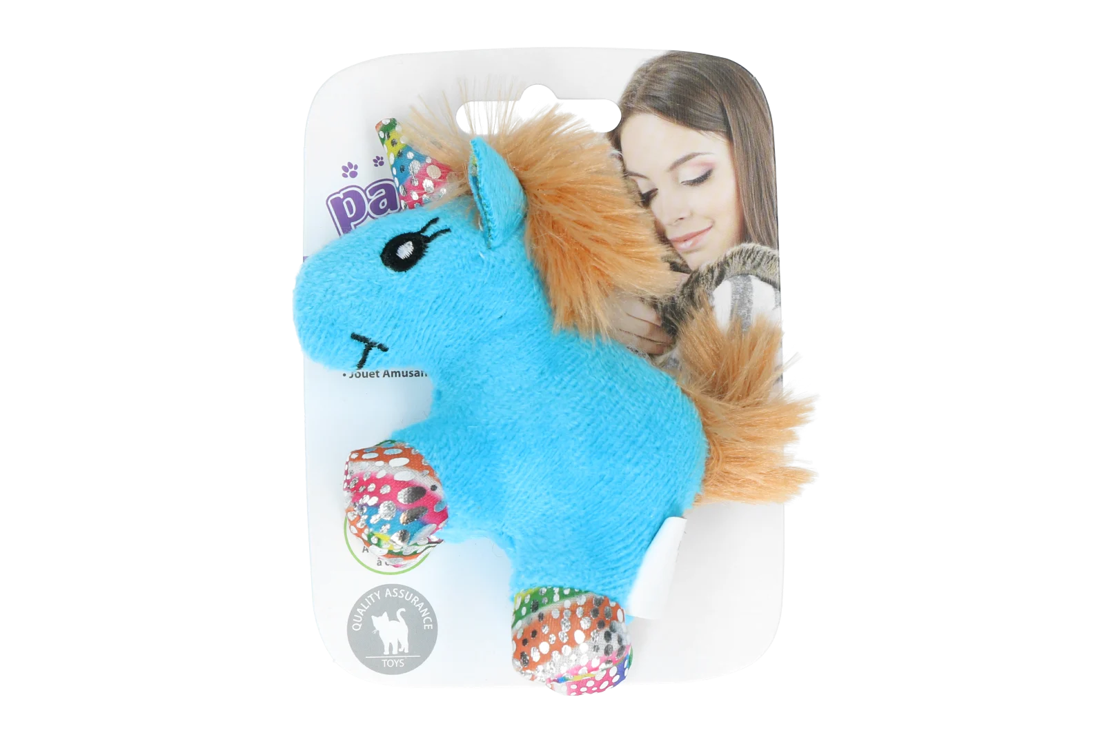 Peluche per gatti con erba gatta e piumette, 12 x 8 cm – Pawise meow meow life Unicorn - immagine 3