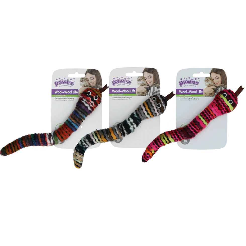 Serpente giocattolo in maglia con erba gatta e squeaker, 23 cm – Pawise Wool-Wool life Slang - immagine 1