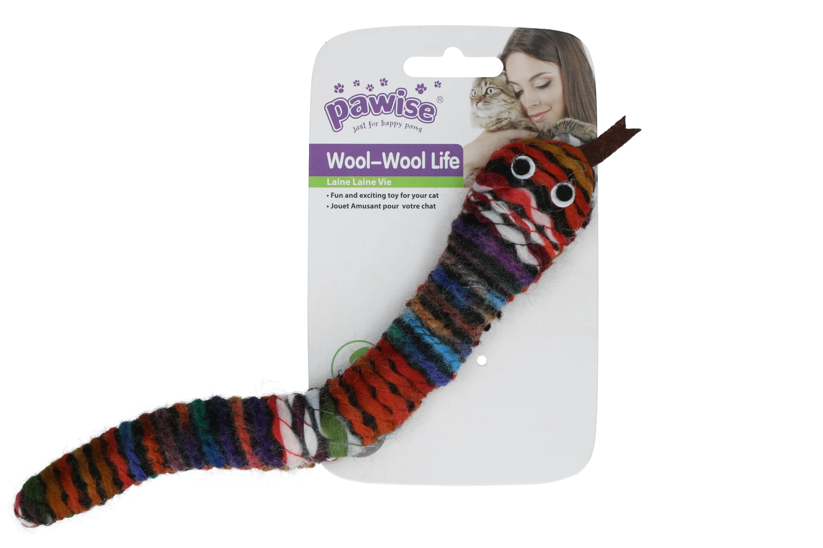 Serpente giocattolo in maglia con erba gatta e squeaker, 23 cm – Pawise Wool-Wool life Slang - immagine 3