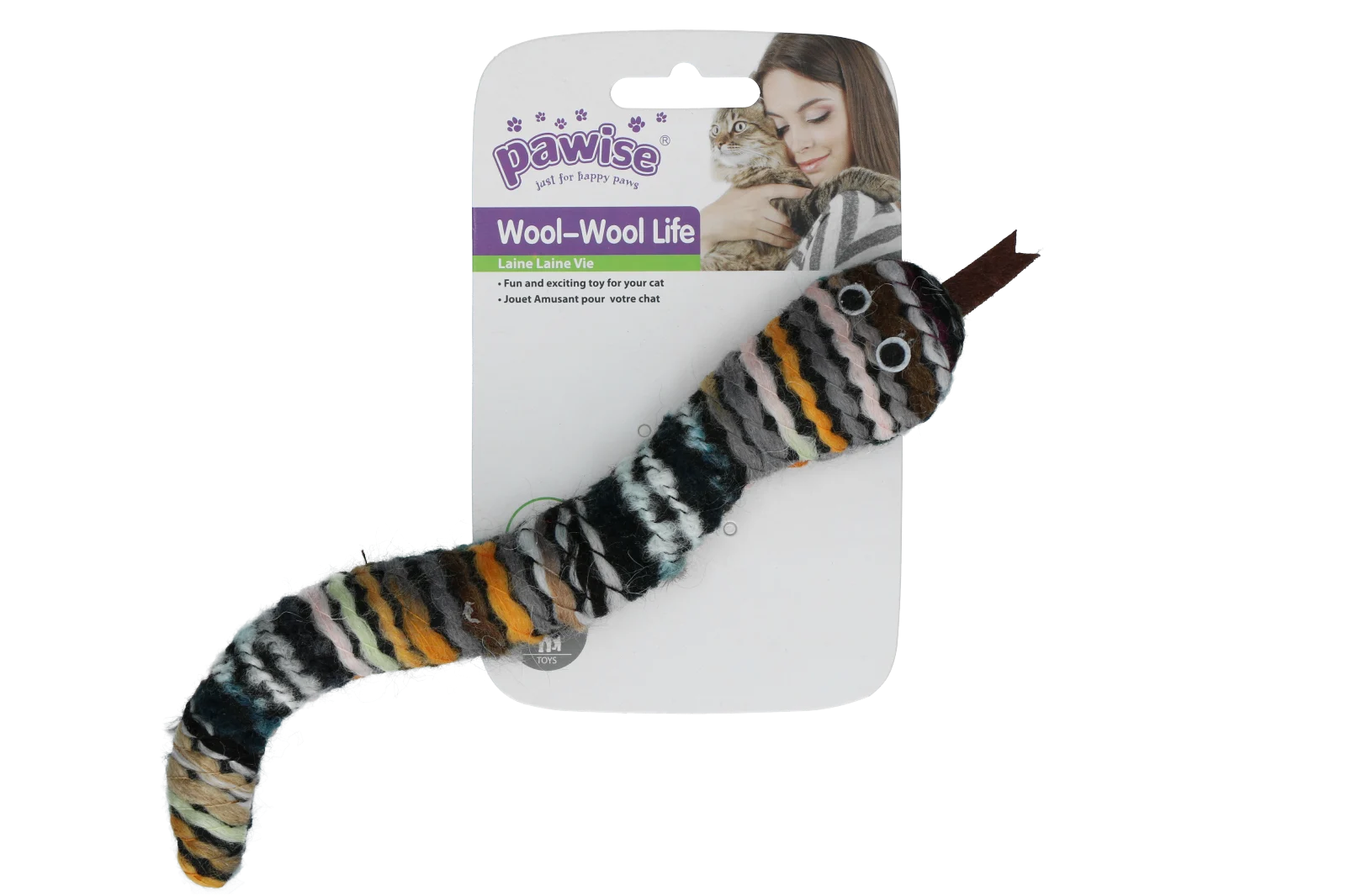 Serpente giocattolo in maglia con erba gatta e squeaker, 23 cm – Pawise Wool-Wool life Slang - immagine 2