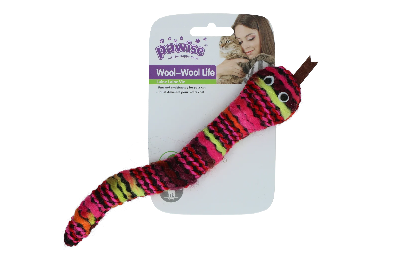 Serpente giocattolo in maglia con erba gatta e squeaker, 23 cm – Pawise Wool-Wool life Slang - immagine 4