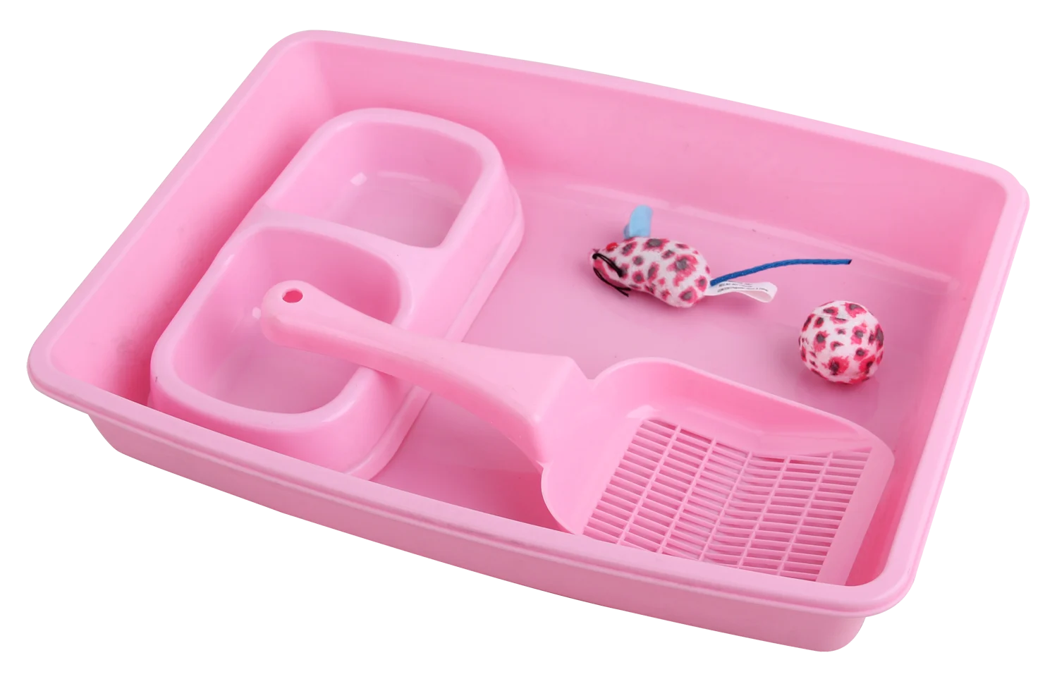 Kit di partenza per gattini con lettiera e ciotola, rosa – Pawise Kitten Starter Set - immagine 1
