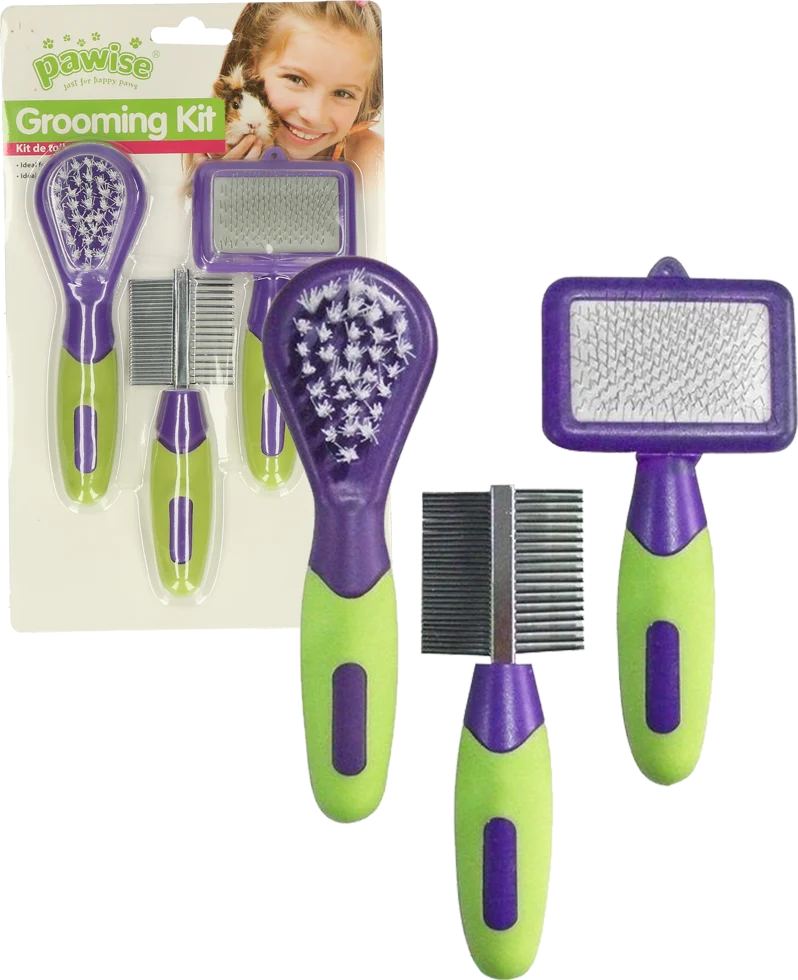 Set per la cura di conigli e roditori con 3 spazzole da 12 a 13 cm – Pawise Grooming Kit Rodents & Rabbits - immagine 2