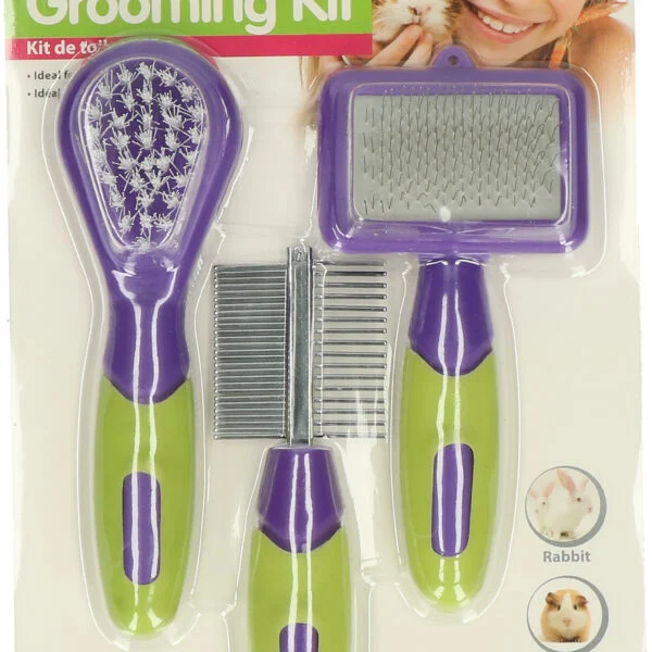 Set per la cura di conigli e roditori con 3 spazzole da 12 a 13 cm – Pawise Grooming Kit Rodents & Rabbits