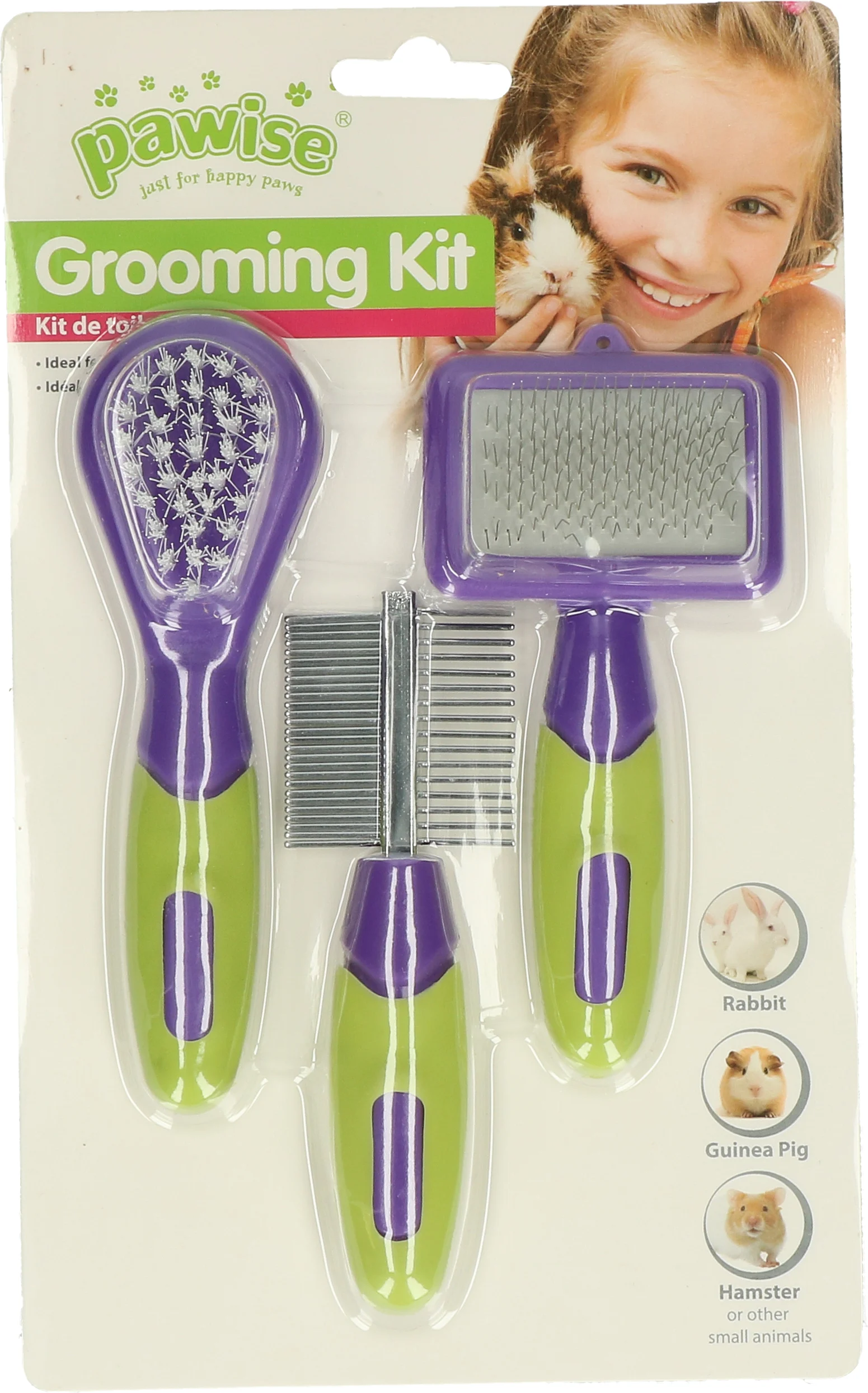 Set per la cura di conigli e roditori con 3 spazzole da 12 a 13 cm – Pawise Grooming Kit Rodents & Rabbits - immagine 1