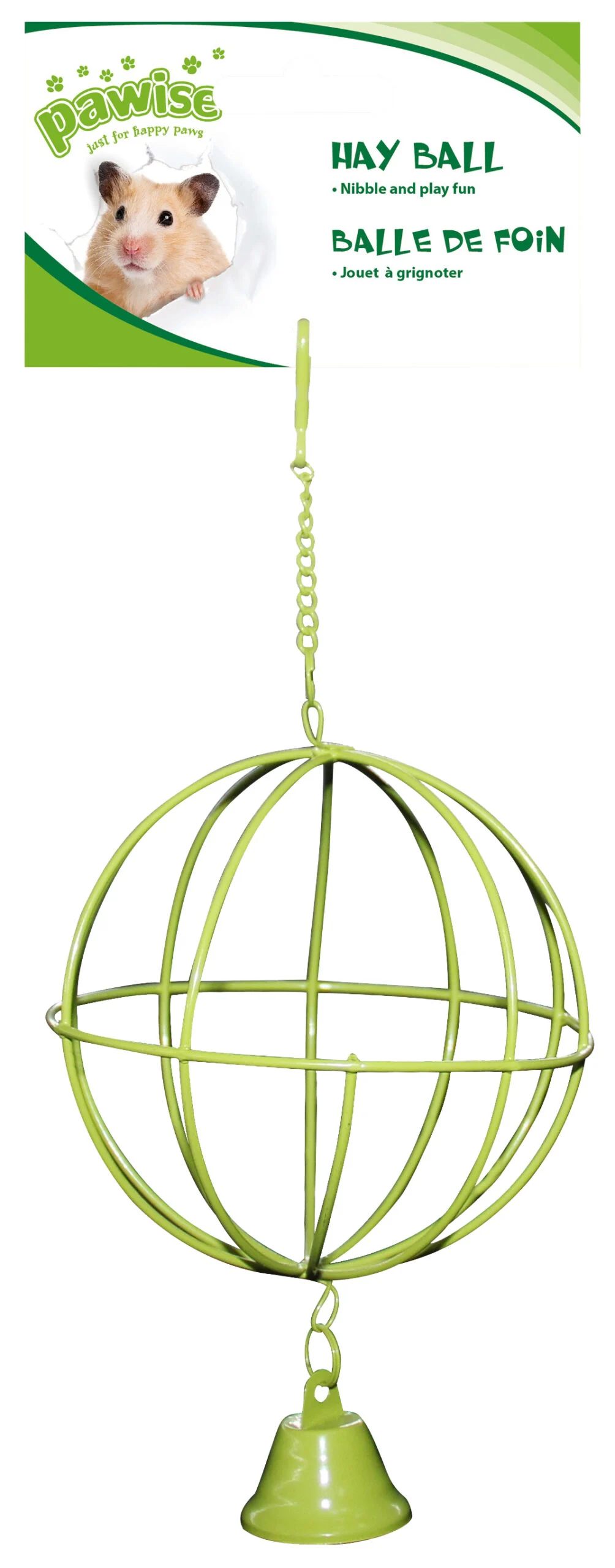 Palla port snack con campanellino per cavie e criceti, Ø 10 cm – Pawise Hay Ball - immagine 2