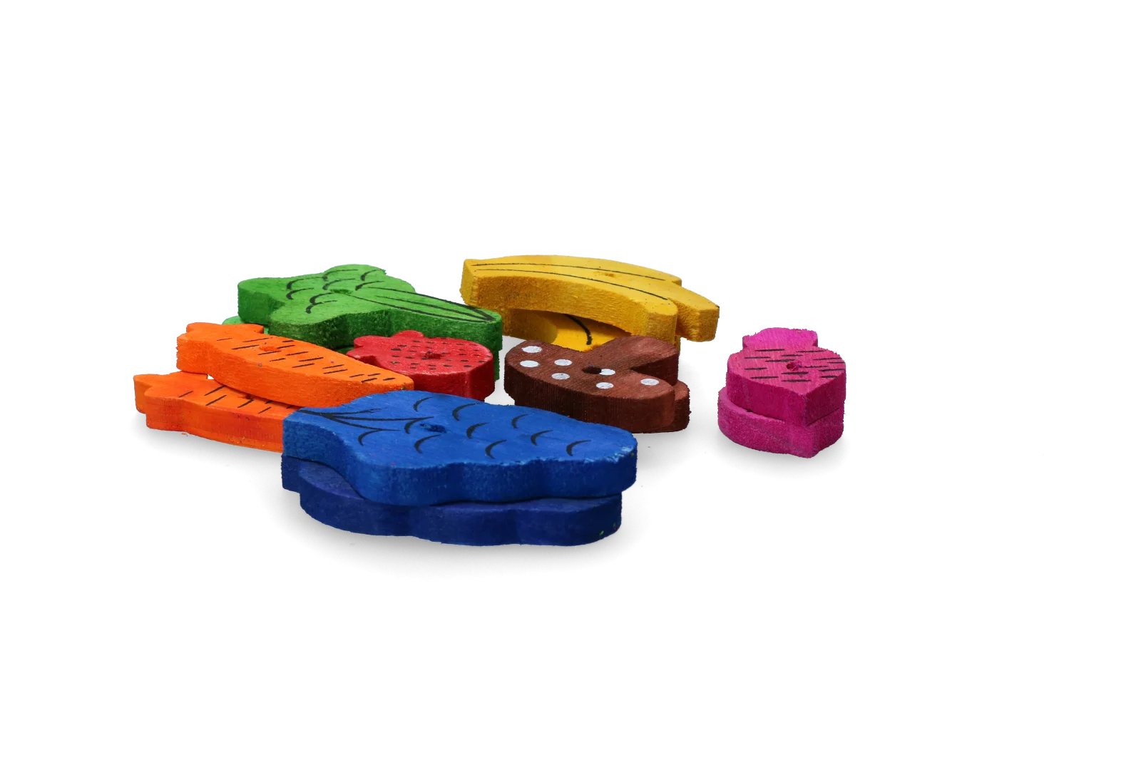 Gioco da rosicchiare in legno, 18 pezzi – Pawise Play Time Small Pet Fruit & Veggie mix - immagine 2