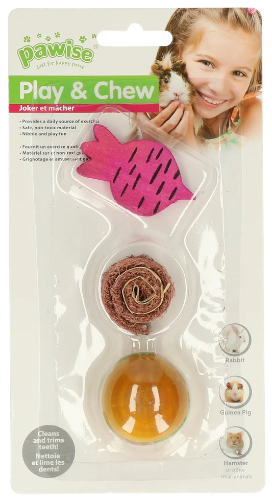 Cubetti da rosicchiare in legno e luffa per conigli e roditori – Pawise Wooden Loofah Pretty Toys No2