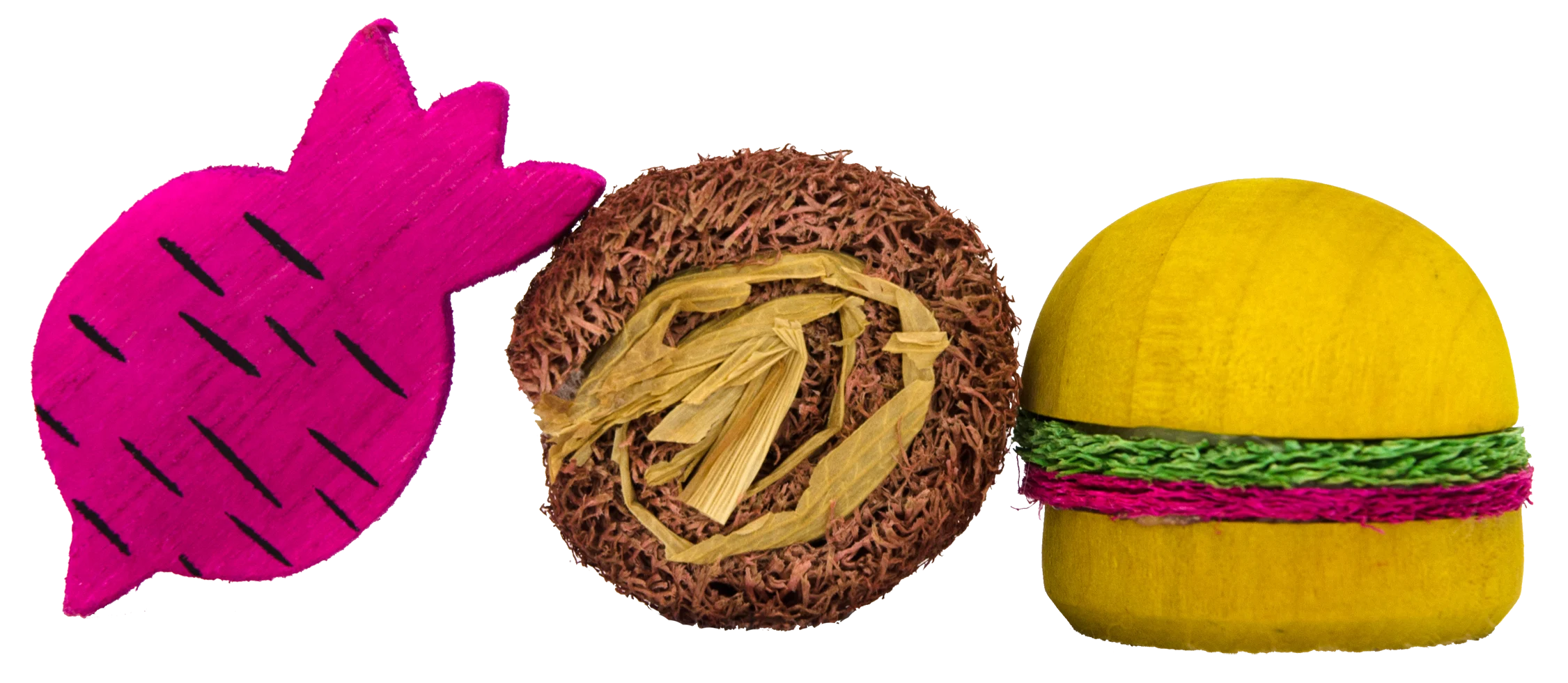 Cubetti da rosicchiare in legno e luffa per conigli e roditori – Pawise Wooden Loofah Pretty Toys No2 - immagine 3