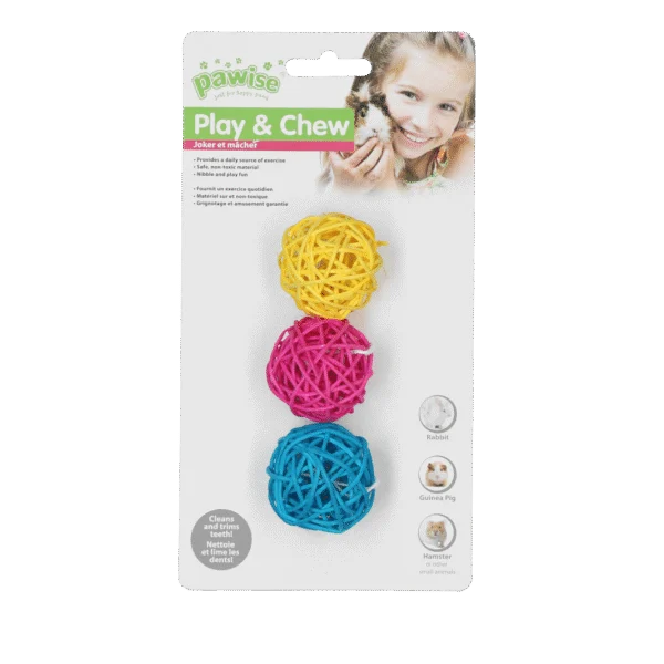 Pallina colorata da rosicchiare per conigli e roditori – Pawise Play & Chew Balls