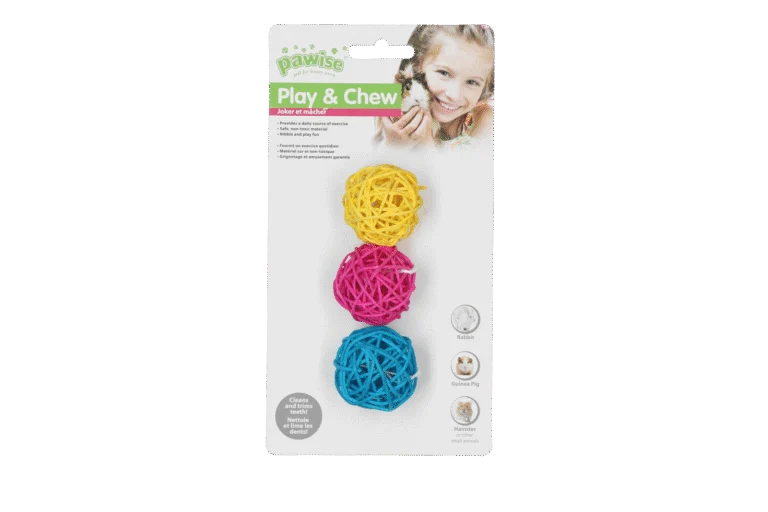 Pallina colorata da rosicchiare per conigli e roditori – Pawise Play & Chew Balls