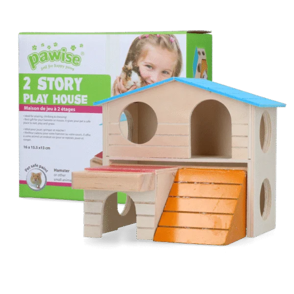 Casetta per piccoli roditori a 2 piani, 15 x 12 cm – Pawise 2 Story Play House