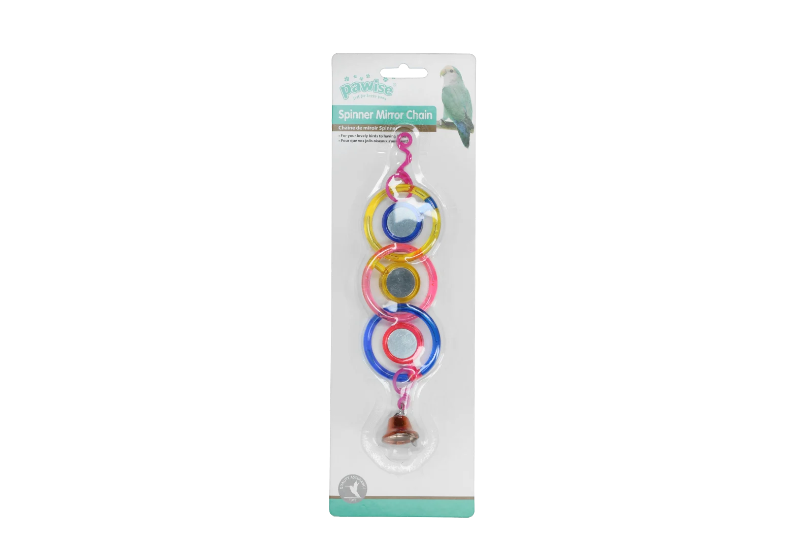 Catenella a specchio per uccelli con campanellino, 24 cm – Pawise Spinner Mirror Chain - immagine 2