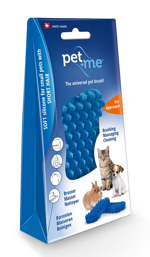Spazzola in silicone per gatti a pelo corto, blu – Pet + Me Cat Hair Brush - immagine 1