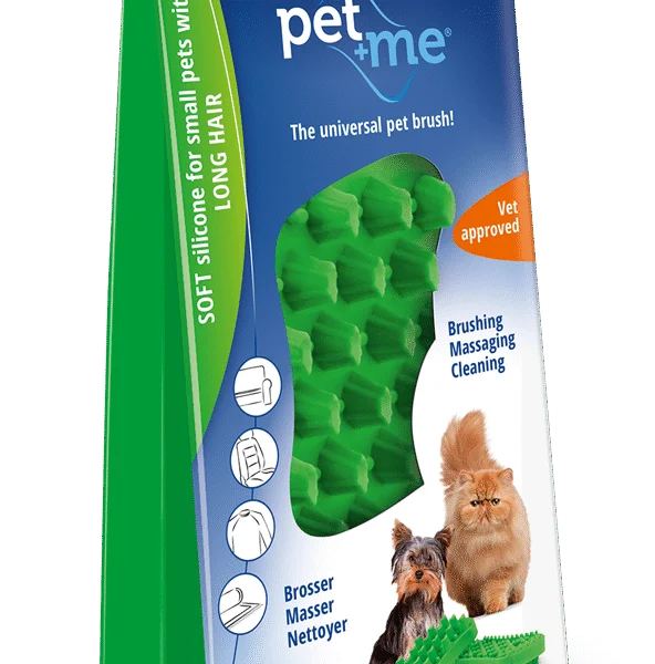 Spazzola in silicone per gatti a pelo lungo, verde – Pet + Me Cat Hair Brush