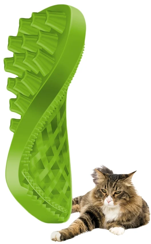 Spazzola in silicone per gatti a pelo lungo, verde – Pet + Me Cat Hair Brush - immagine 4