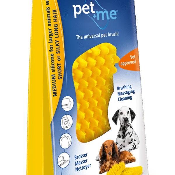 Spazzola in silicone per cani a pelo corto, gialla – Pet + Me