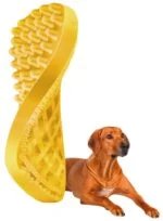 Spazzola in silicone per cani a pelo corto, gialla – Pet + Me - immagine 4