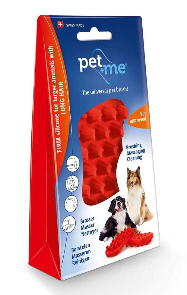 Spazzola in silicone per cani a pelo lungo, rossa – Pet + Me - immagine 1
