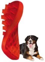 Spazzola in silicone per cani a pelo lungo, rossa – Pet + Me - immagine 4