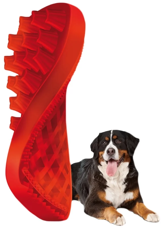 Spazzola in silicone per cani a pelo lungo, rossa – Pet + Me - immagine 4