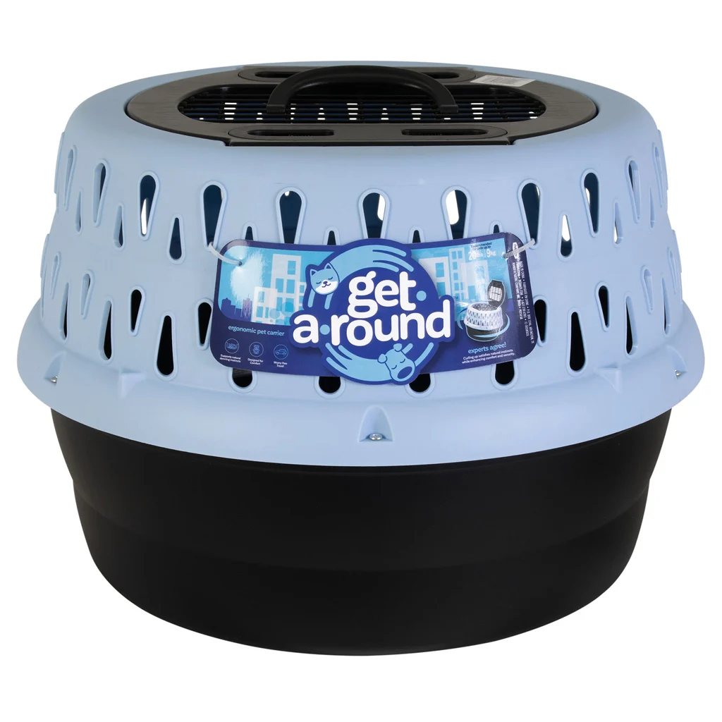 PETM41429.jpg Trasportino rotondo per gatti con apertura superiore, blu – Petmate Get-A-Round Kennel - immagine 1