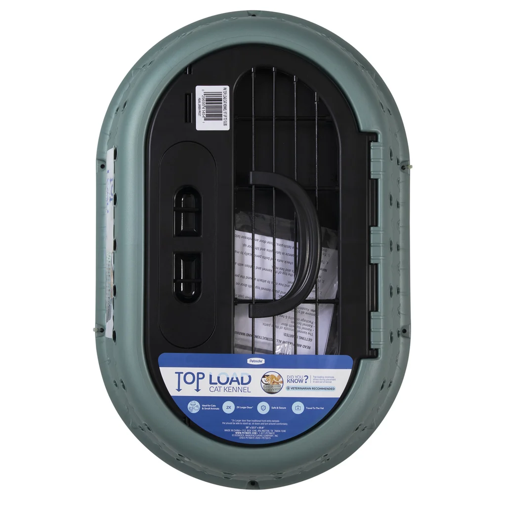 Trasportino per gatti con apertura superiore, verde, 48,3 x 31,8 x 27,4 cm – Petmate Top Load Cat Kennel - immagine 5