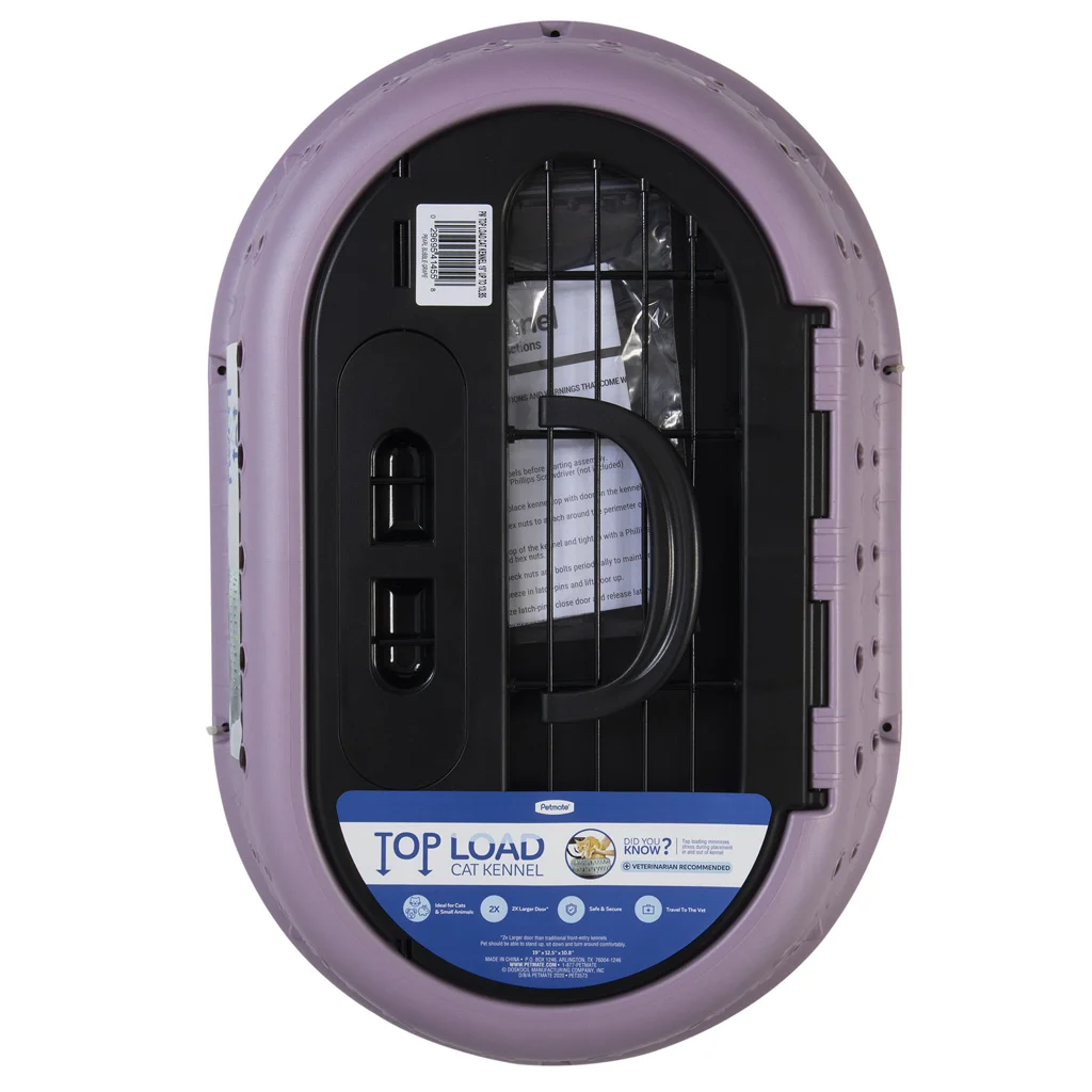 Trasportino per gatti con apertura superiore, viola, 48,3 x 31,8 x 27,4 cm – Petmate Top Load Cat Kennel - immagine 5