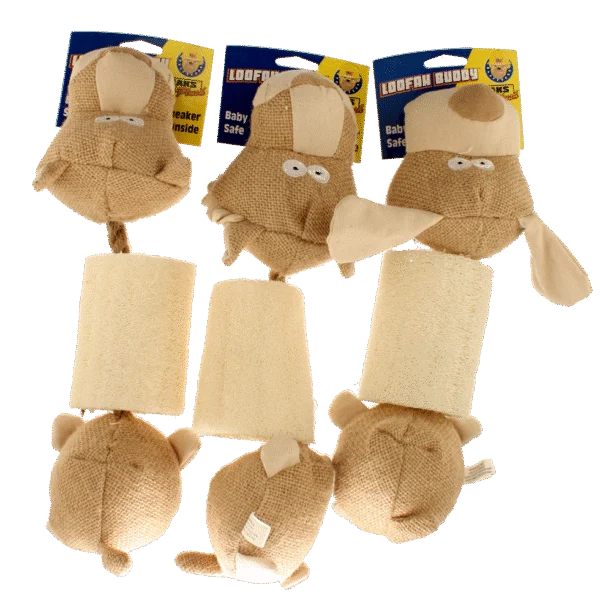 Gioco per cani con squeaker in luffa e juta, assortito – Petsport Loofah Buddy