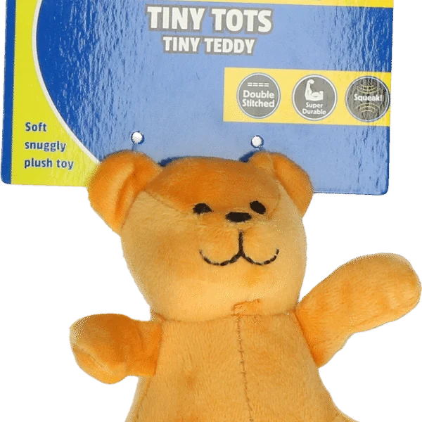 Peluche per cani con squeaker, marrone, circa 10 cm – Petsport Tiny Tots Teddy