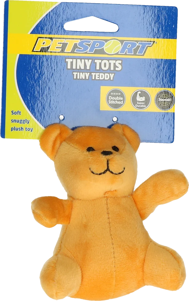Peluche per cani con squeaker, marrone, circa 10 cm – Petsport Tiny Tots Teddy - immagine 1