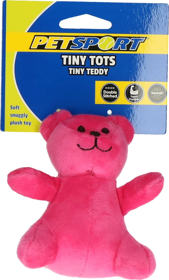 Peluche per cani con squeaker, rosa, circa 10 cm – Petsport Tiny Tots Teddy - immagine 1