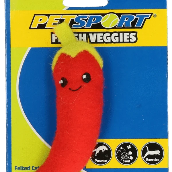 Gioco per gatti a forma di peperoncino con catnip e pile – Petsport Fresh Veggies