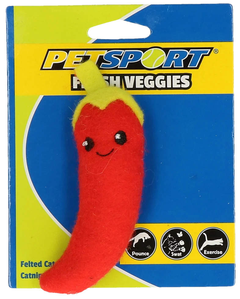 Gioco per gatti a forma di peperoncino con catnip e pile – Petsport Fresh Veggies - immagine 1