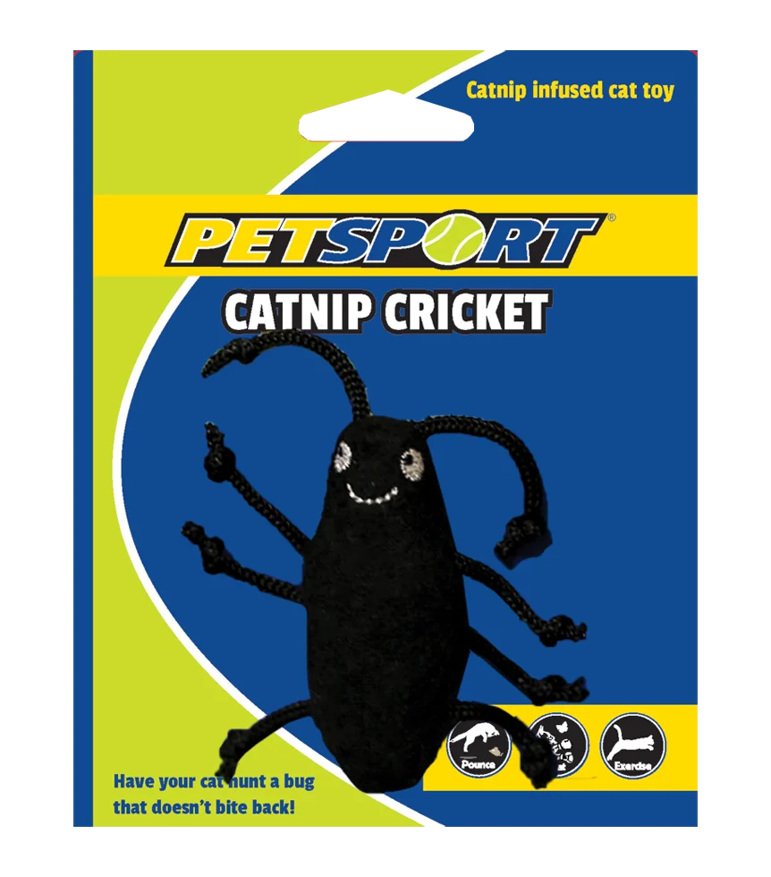 Grillo giocattolo con erba gatta e pile, corpo di 7 cm, nero – Petsport Catnip Cricket - immagine 1