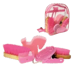Kit per la toelettatura con zaino trasparente, 7 pezzi, rosa